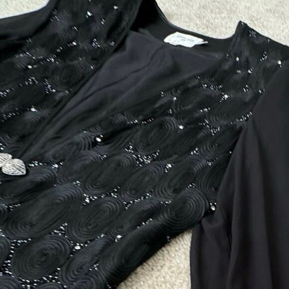 Vintage Louise Ricci Embroidered Rhinestone Embellished Jacket Black size 20 - Picture 3 of 15